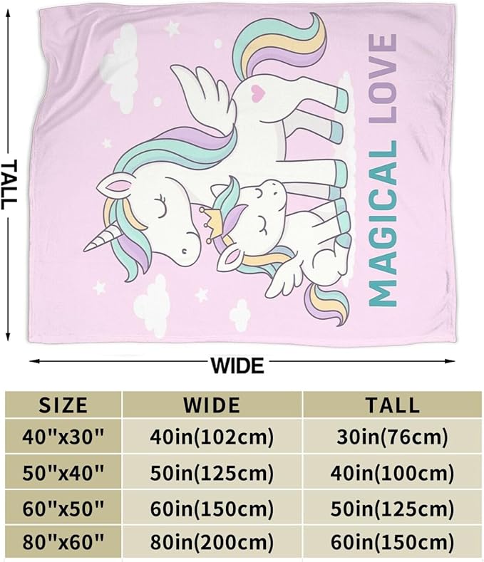 Unicorn Blanket Cute Unicorn Throw Blanket Magical Love Soft Cozy Fleece Fuzzy Stuffed Plush Flannel Animal Gifts for Girls Women Boys Kids Adults 50"X60"