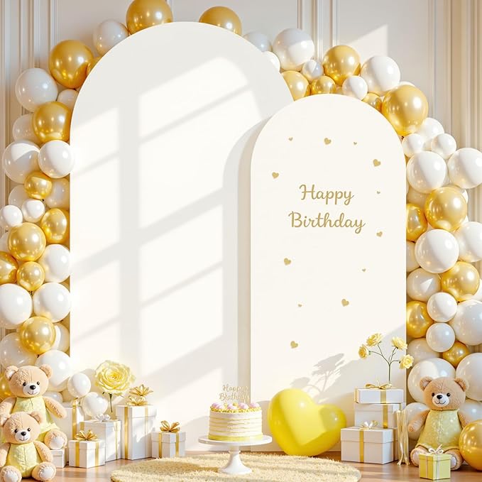 Ivory Arch Backdrop Covers - 7.2FT, 6FT Spandex Fitted Wedding Arch Stand Covers Round Top Chiara Arch Backdrop Cover for Wedding Birthday Party Decoration