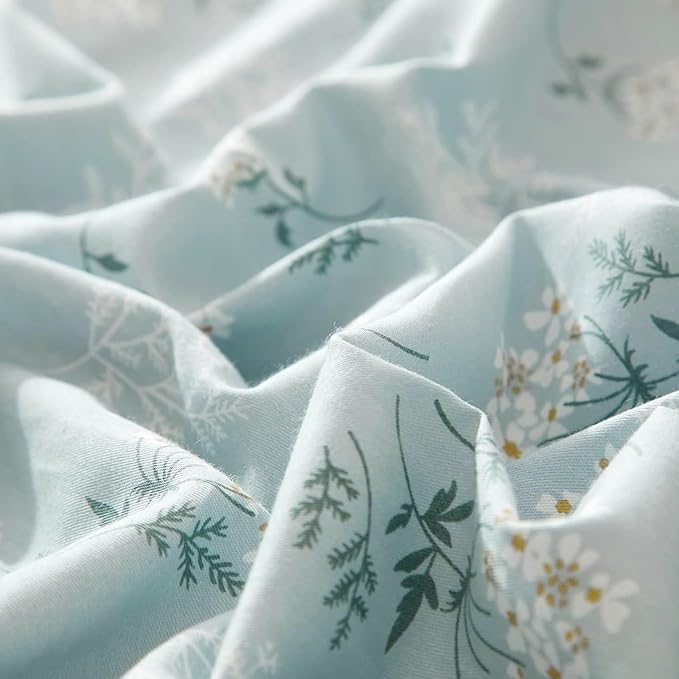 LifeTB Vintage Floral Comforter Set Full Size Farmhouse Blue Flower Bedding Comforter Chic Floral Girls Cottagecore Bedding Set Soft Microfiber Cute Flower Botanical Comforter Set for All Season