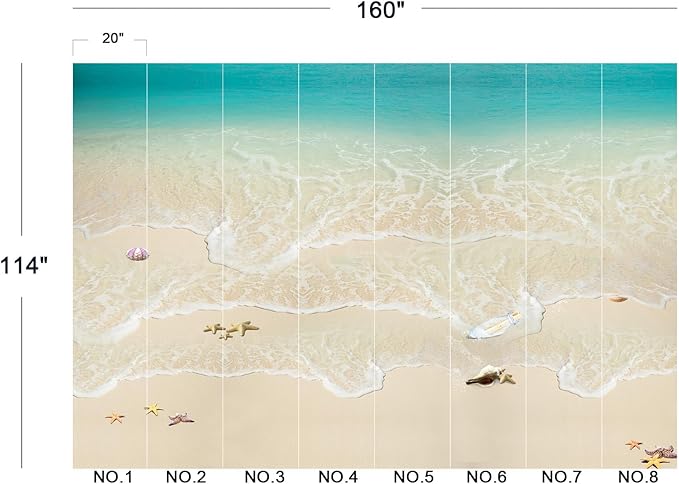 Cliouar-Top View of Background Summer Beach Wave Water Seashore Sand Beach Peel and Stick 160" x 114"