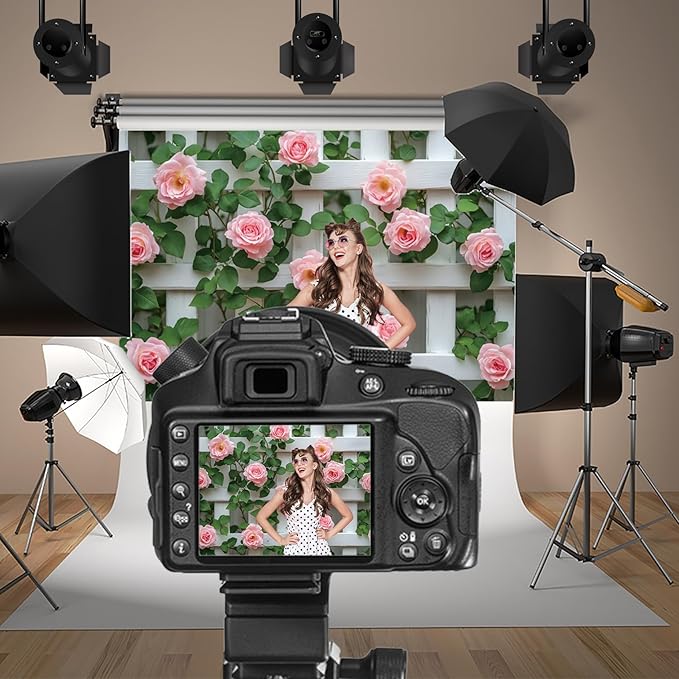Baocicco 9x6ft Flowers Fence Backdrop Photography Pink Rose Green Leaves White Spring Floral Farmhouse Background for Bridal Shower Wedding Birthday Party Backdrops Decoration Photo Props Photoshoot