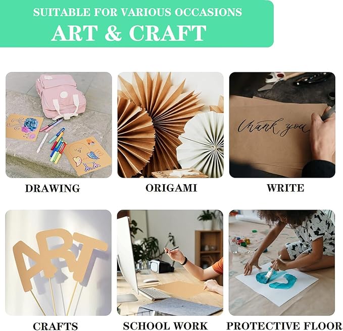 15”x 20”Kraft Paper Sheets Bulk Brown Paper Large Craft Paper for Arts, Drawing, DIY Projects, Brown Wrapping for Gift Shipping Packaging 200 Sheets
