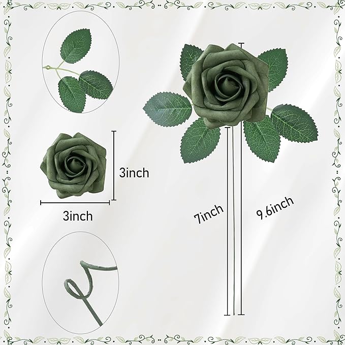 Artificial Flowers, Personalized Custom 100pcs Artificial Rose Colors for Centerpieces Arrangements, Foam Flowers with Stem for Bridal Shower Party Home Decor