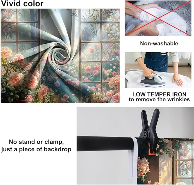 Baocicco 10x7ft Window Floral Backdrop Photography Flowers Wedding Bridal Shower Photography Background Retro Oil Painting Flower Banner for Girls Women Birthday Newborn Party Decorations Props