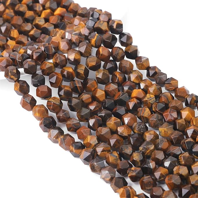 Faceted Natural Yellow Tiger Eye Stone Round Beads 6mm 36cm/Strand for Jewelry Making