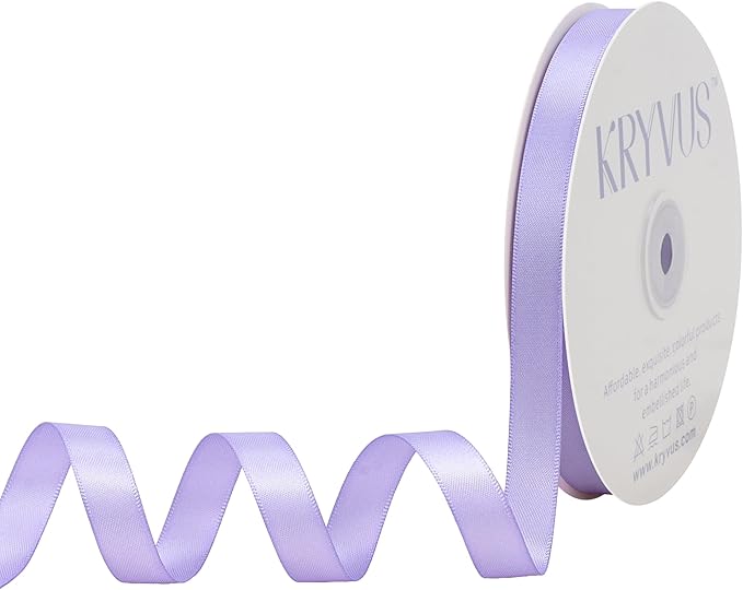 Premium Double Faced Satin Lavender Ribbon, 1/2 Inch X 50 Yards, Perfect for Gift Wrapping, Crafts, Wedding Decor