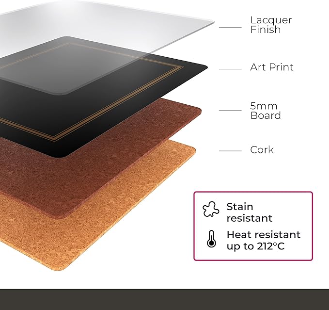 Pimpernel Sugar Magnolia Collection Placemats & Coasters (15.7" x 11.7") – Cork-Backed Boards with Lacquer Finish, Heat & Stain Resistant Dining Mats & Surface Protectors for Kitchen & Home Decor