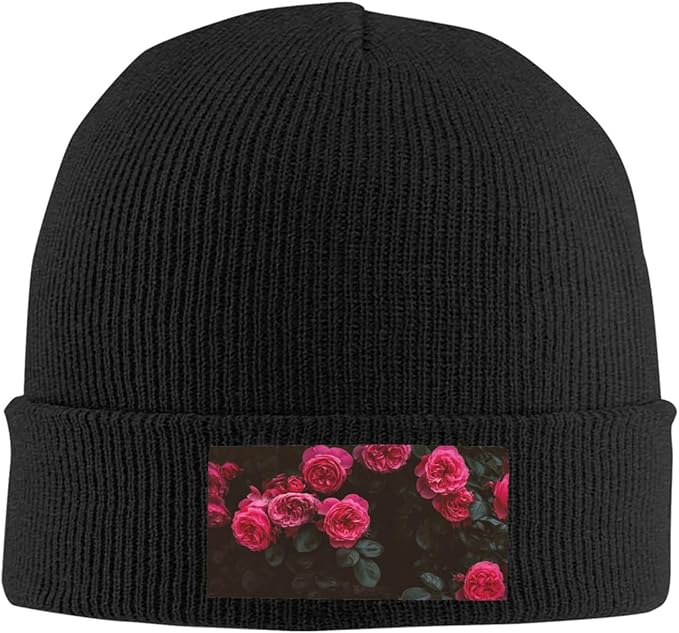 Cute Rose Beanie Hat Rose Beanie Cap Rose Flower Knitted Beanies Flower Knit Hats Winter Hat for Women Men
