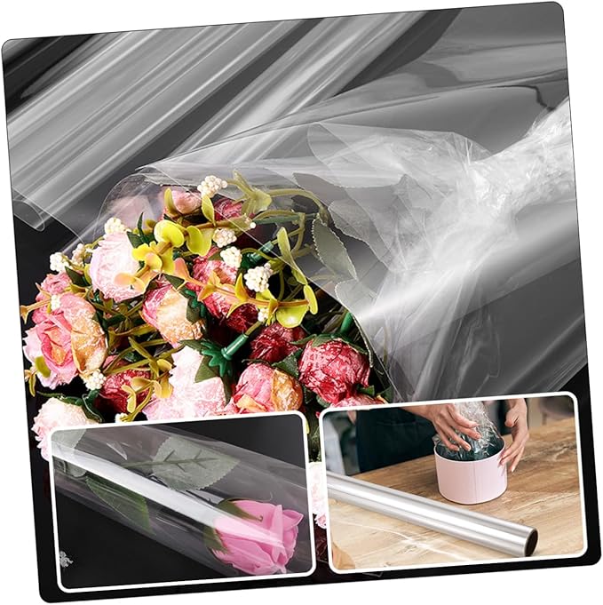TOYANDONA Transparent Opp Flower Wrapping Paper Floral Packing Material for Bouquets Wrapping DIY Crafts Wide Cellophane Wrap for Wedding Birthday Anniversary