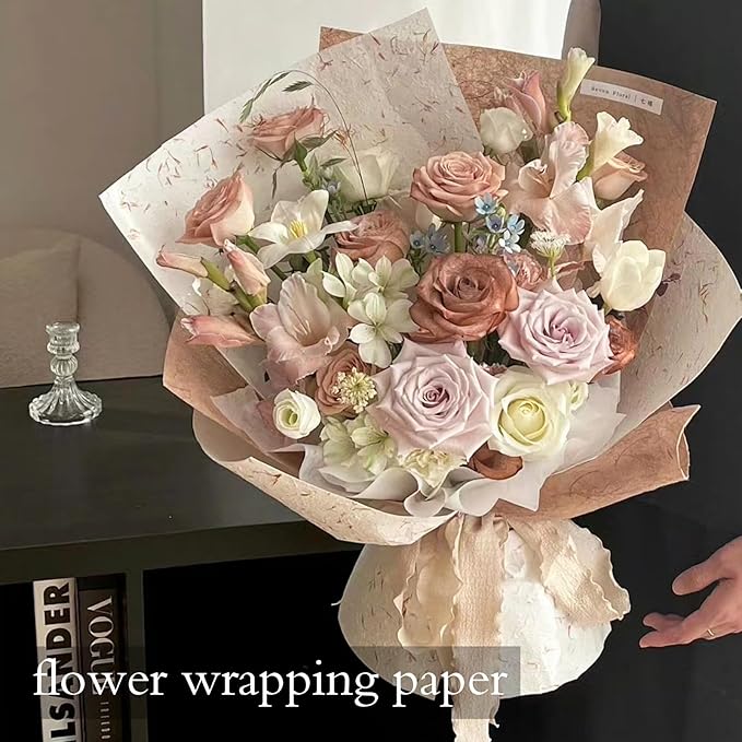 LLBWKC 20 Sheets Korean Cotton Flower Wrapping Paper, Non-Woven Waterproof Floral Bouquet Paper for Florist Supplies, Gift Packaging 23x23 in