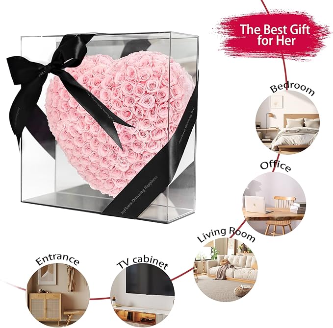 JoyFlower About 140pcs Preserved Roses Gift, Real Pink Eternal Roses for Mom, Long Lasting Forever Flowers with Gift Box for Girlfriend Wife in Valentines Day Birthday Anniversary
