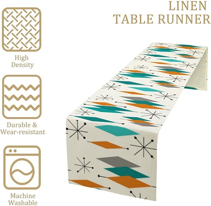 Mid Century Modern Table Runner,Table Runners for Kitchen Dining Modern Tables Decor Decoration for Kitchen Family Dinner Table Holiday Party Farmhouse 13 x 70 Inch