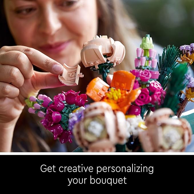 LEGO Botanicals Flower Bouquet Building Set - Artificial Flowers for Decoration for Home and Display, Ages 18+ - Small Fake Flowers for Table, Desk, Office - Gift for Birthdays - 10280
