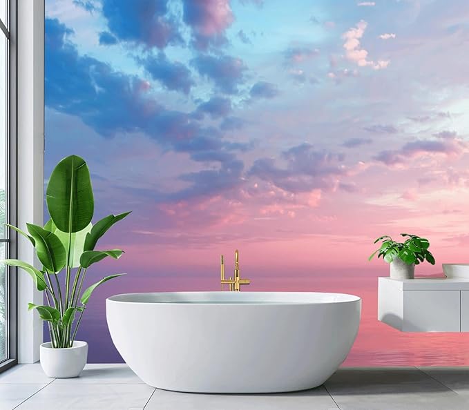 Cliouar-Pink and Blue Clouds Cover The Calm Waters of Lake Onega Peel and Stick 90" x 67"