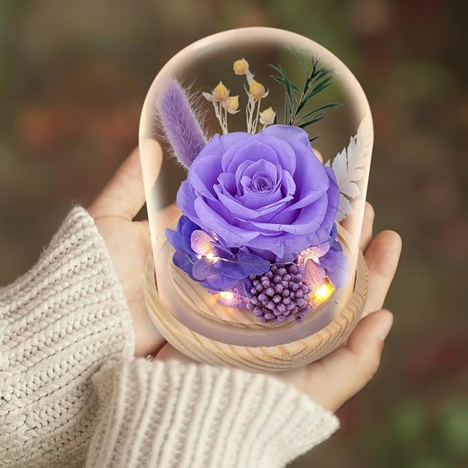 Preserved Roses & Fresh Flowers Bouquet – Gift for Women, Roses That Last Forever, Flowers for Delivery Prime, Birthday, Mother’s Day & Christmas