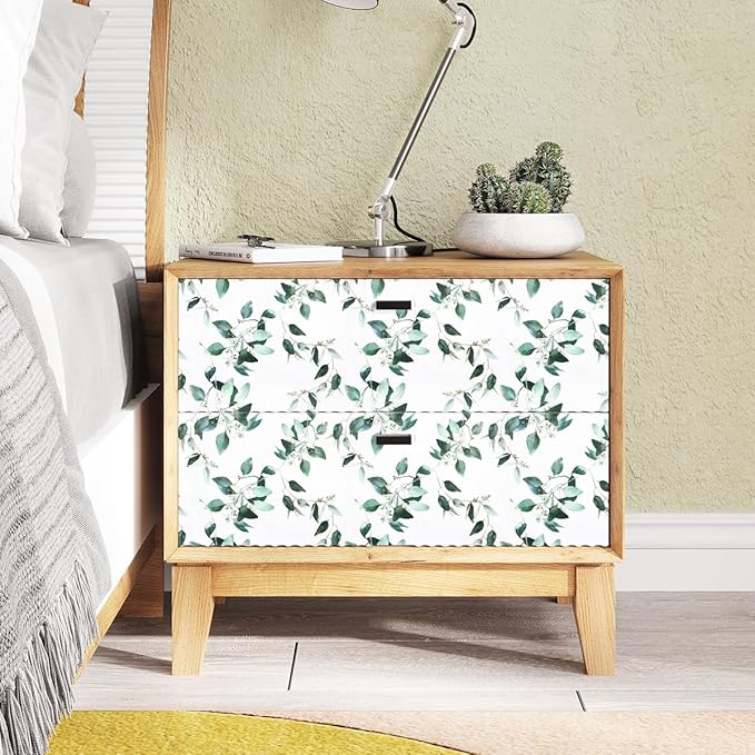 Erfoni Green Leaf Peel and Stick Wallpaper Floral Contact Paper 17.7inch x 118.1inch Vintage Flower Tropical Self Adhesive Removable Wall Paper Bathroom Kitchen Cabinets