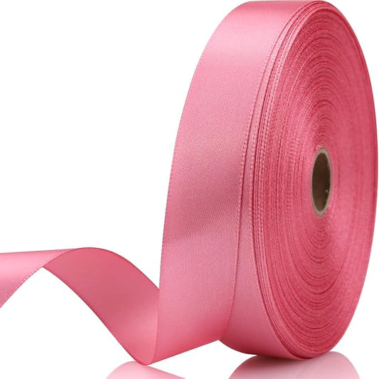7/8 Inch 60 Yards Rose Gold Satin Craft Ribbon-Single Face Polyester Ribbon for Handmade Roses,Gift Wrapping,Timeless Flower,Bouquets,Wedding and Party Decoration