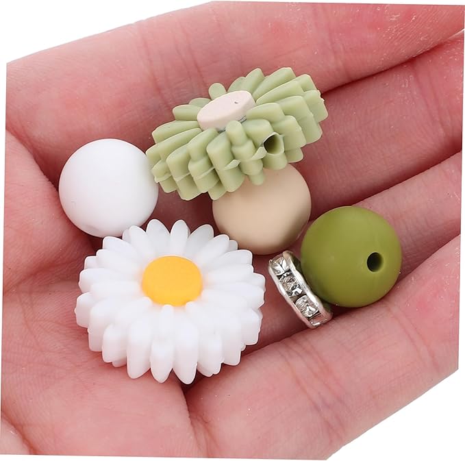 OSALADI Flower Beads DIY Bracelet Making Kit for Round Spacer Loose Beads in Stable Vibrant Colors Cute Floral Charms for Handmade Jewelry Crafting