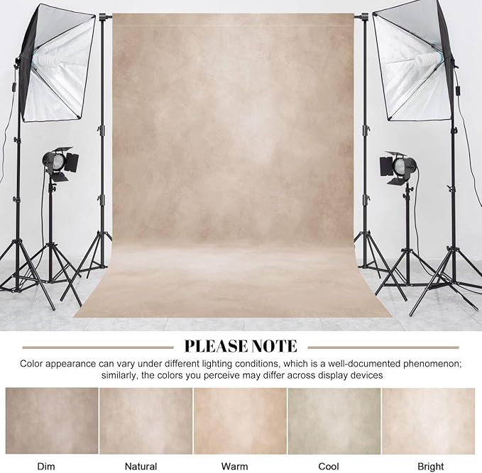 Abstract Professional Photography Backdrop for Portrait Photo Props Booth Background Photoshoot Studio with Polyester Fabric Roller Pocket on Top (8x12ft,Light Beige,No Stand)