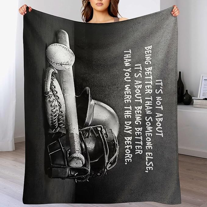 Baseball Throw Blanket for Kids & Adults - Soft, Warm & Cozy Fleece Blanket for Couch, Sofa & Bed - 60"x80"