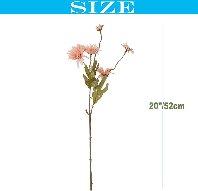 12pcs Gerbera Daisy Artificial Flowers 20 Inch Long Stem Artificial Daisy Mums for Home Décor Centerpiece Wedding Bridal Bouquet DIY(Pink)
