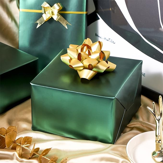 RUSPEPA Forest Green Wrapping Paper - Christmas Wrapping Paper Matte Metallic Foil Dark Green Gift Wrap Paper Roll for Wedding, Birthday, Christmas, Baby Shower, St Patrick's Day Gifts - 17 Inches X 32.8 Feet