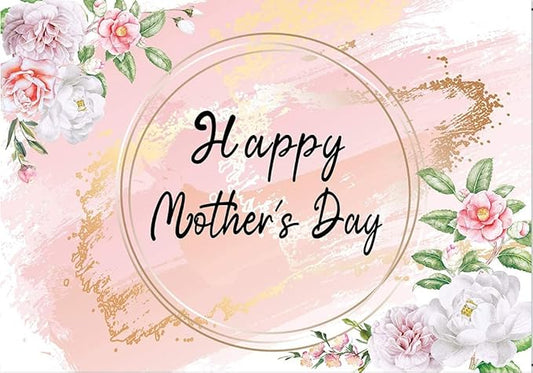 Dudaacvt 8x6ft Happy Mother's Day Backdrop Love Heart Photography Background Floral Mothers Day Birthday Photography Background for Mother's Day Photo Booth Props