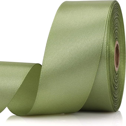 1-1/2 Inch 30 Yards Olive Green Solid Satin Ribbon for Gift Wrapping,Craft Floral Bouquets,Wedding Party,Timeless Flower,Decoration Floral Hair,Balloons