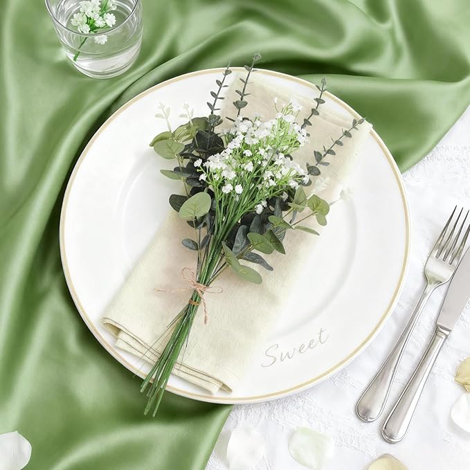 120 Pcs Mixed Artificial Eucalyptus Leaves Stems Bulk,Baby Breath Artificial Flowers Bulk with Eucalyptus Leaves Greenery Stems for DIY Bouquets Wedding Floral Home Decor (Green-120pcs)