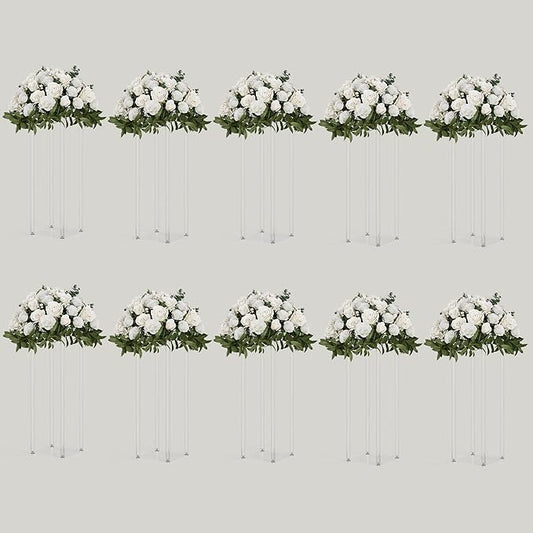 TEKXYZ Acrylic Centerpiece, 10 Pcs 23.6 Inch Tall Flower Stand, Column Wedding Centerpieces, Flower Stand for Wedding Event Party Props, Home Decor, Table