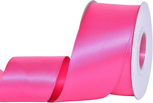 YAMA Hot Pink Double Faced Satin Ribbon, 2 Inch 25 Yards, Great for Crafts Bows Flower Bouquet Wedding Home Decor Gift Wrapping