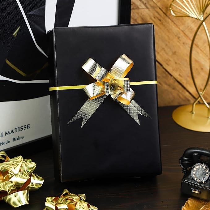 RUSPEPA Black Wrapping Paper - Solid Color Matte Gift Wrapping Paper Roll Perfect for Wedding, Birthday for Men, Christmas, Baby Shower, Graduation Gifts, Father's Day Gifts - 17 Inches X 32.8 Feet