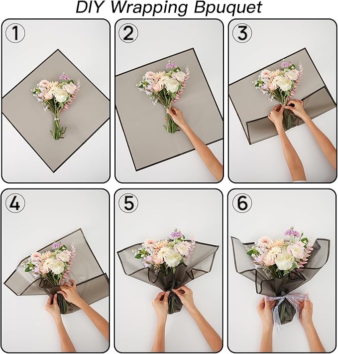 HYSSINOWRAP40 sheet .flower wrapping paper.Flower packaging bouquet wrapping paper.KoreanFlorist Supplies, 22.8 * 22.8 inches (BLACK-40)