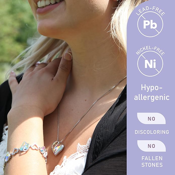 Leafael Necklaces for Women, Infinity Love Birthstone Heart Crystal Pendant, Birthday Jewelry Gifts for Her, Mom, and Wife, Silver Plated, 18 plus 2 inch Adjustable Chain