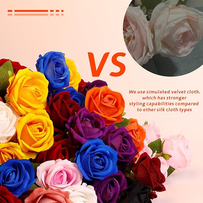 Black Artificial Rose Flowers, 12 Pcs Fake Roses for Halloween Decoration, Silk Roses with Long Stems, Home and Office DIY Decor