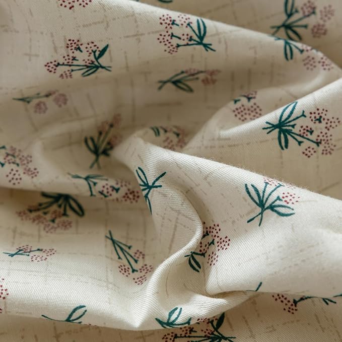 Vintage Green Floral Comforter Set King Aesthetic Flower Printed Floral Bedding Comforter Set Garden Style Botanical Comforter with 2 Bow Ties Pillowcases Soft Fluffy Farmhouse Bedding Set King