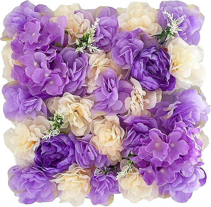 Flower Wall Backdrop, 12PCS 10.6"-15.7" Artificial Flower Wall Panel with Various Styles, 3D Floral Wall Decor for Wedding Photo Background Festive Party Home Decoration (F009, 13.8 * 13.8in)