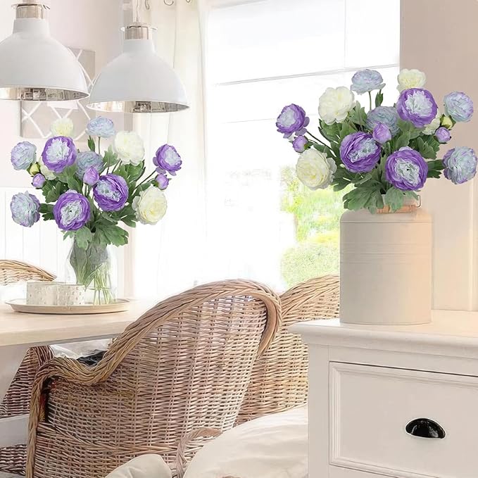 6 Pcs Artificial Flowers Silk Peony Rose Single Stem Artificial Flowers Faux Peony Bouquet Floral Arrangements Bundle Fake Flowers Bulk for Table Centerpiece Wedding Farmhouse Home