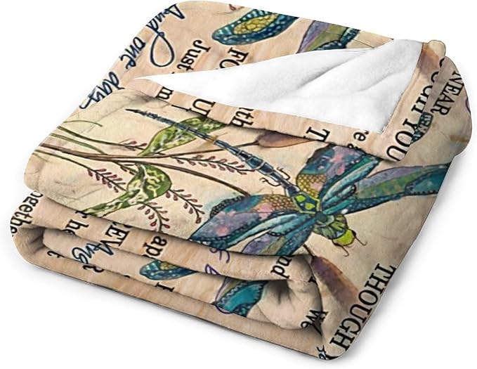 Dragonfly Blanket Memorial Sympathy Gifts for Girls Women Loved One I Never Left You Throw Blanket for Kids Adults Soft Warm Cozy Fleece Blanket for Couch Sofa Bed 50"x60"