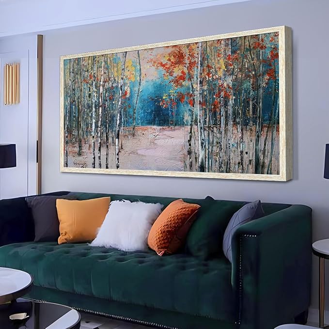 Ardemy Framed Birch Tree Canvas Wall Art for Living Room Large Forest Pictures Wall Decor Paintings Landscaper Nature Artwork Bedroom Dining Room Home Office, 40"x20"