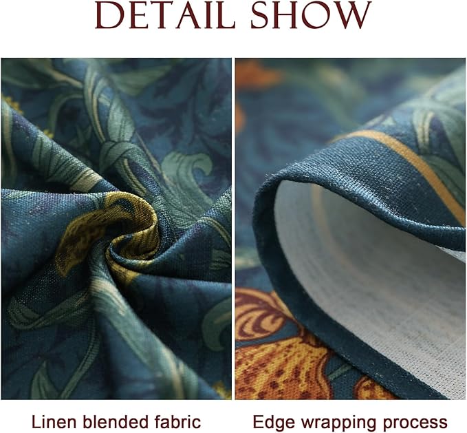 patdrea Designer Vintage Dark Blue Linen Rectangle Tablecloth,French Rustic Floral Pattern Tablecloths,Decorative Table Cover Cloth for Kitchen,Dining,Tea Party,Home,Christmas,55"*79"