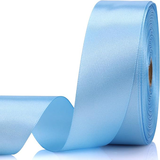 1-1/2 Inch 60 Yards Sky Blue Solid Satin Ribbon for Gift Wrapping,Craft Floral Bouquets,Wedding Party,Timeless Flower,Decoration Floral Hair,Balloons