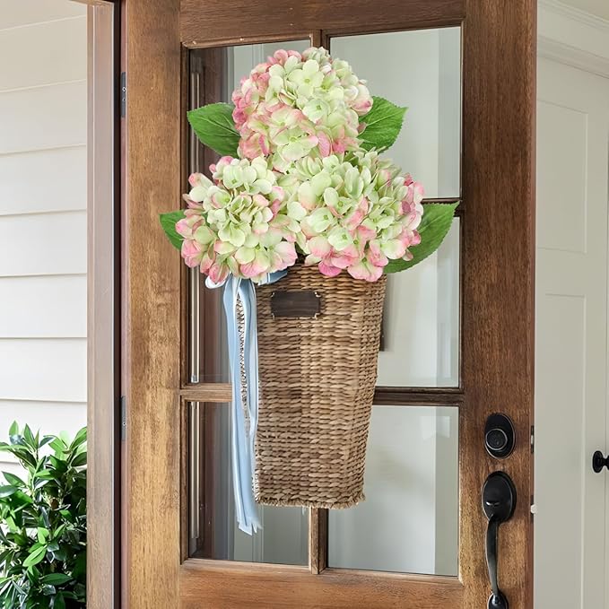 Oairse 3Pcs Green Hydrangea Artificial Flowers 19.7 in Real Touch Faux Hydrangea Stems Silk Flowers with Stems Fake Green Flowers Bouquet for Floral Arrangements Table Centerpieces Wedding Home Decor