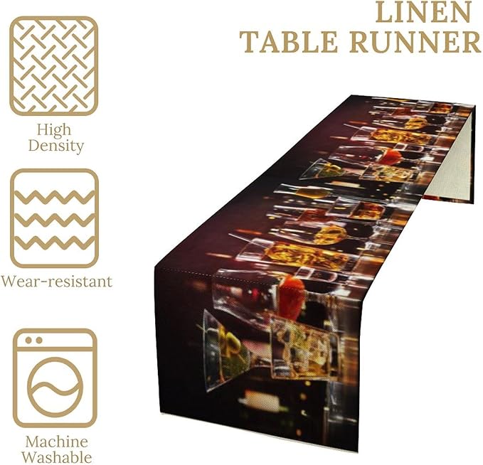 Red Wine Retro Table Runner, Table Dresser Runner, Kitchen Dining Table Runners for Indoor Outdoor Holiday Decor 13x108 Inch