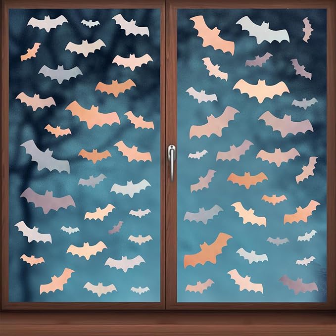 Halloween Wall Stickers 51pcs Colorful Bats Wall Decor, Halloween Decorations,Bat Stickers Removable Suitable for Bedrooms, Living Rooms, Party Scenes, Kindergartens