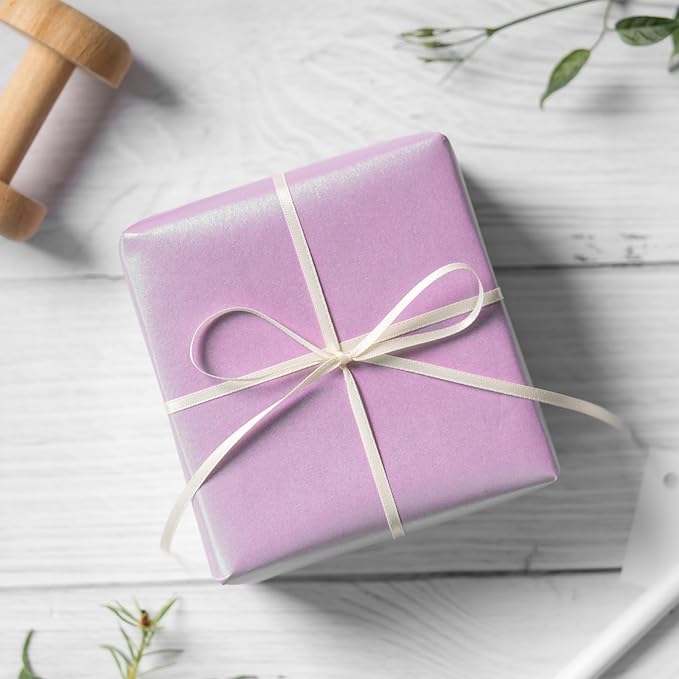 RUSPEPA Lavender Gift Wrapping Paper - Mini Roll - Solid Color Pearly Shiny Silk Paper Perfect for Wedding, Birthday, Christmas, Baby Shower, Bridal Shower, DIY Bouquet, Easter - 17 Inches X 32.8 Feet