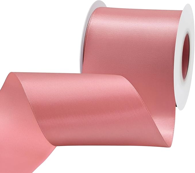 Dusty Pink Satin Ribbon 3 inch X 15 Yards Polyester Ribbon for Gift Wrapping Very Suitable for Weddings Party Hair Bow Invitation Decorations and More