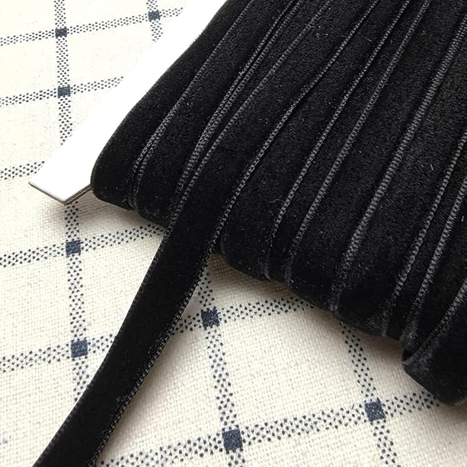 Chenkou Craft Black 25 Yards 3/8" Velvet Ribbon Lots Bulk (Black, 3/8"(10mm))