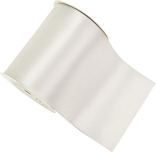 YAMA Double Face Satin Ribbon Roll - 4 inch Wide Solid Color Craft Ribbon, Great for Chair Sash,Making Bow, Sewing and Wedding Bouquet- 5 Yard/Spool, Silver
