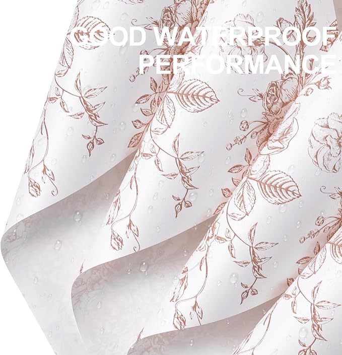 WRAPAHOLIC 20 Sheets Flower Wrapping Paper - 22.4 x 22.4 inch Coffee Vintage Floral Printed Water-Resistant Floral Bouquet Wrapping Paper, Florist Supplies Packaging for Wedding Birthday Gift DIY